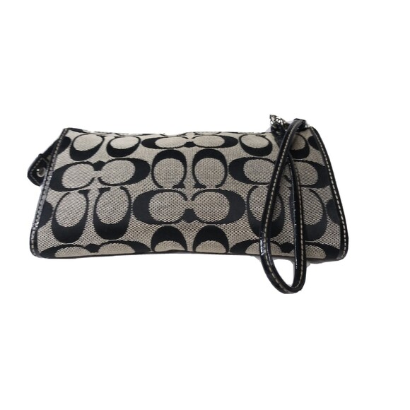 Coach Corner Zip Wallet Signature C Jacquard Clutch Purse Leather Trim - Picture 2 of 6